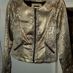 Metallic fitted blazer with zipped pockets